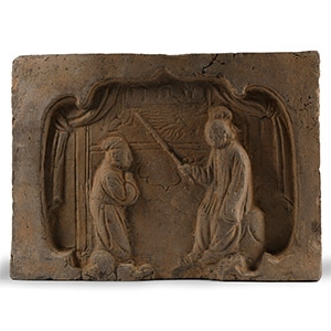 Chinese Song Temple Tile with Figural Scene